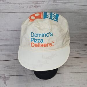 Vintage Domino's Pizza Delivers Hat Cycling Cap 100% Cotton Dingy White